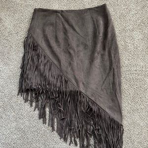 Suede Fringe Skirt (NWOT)